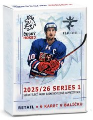 Český hokej 2025/26 Series 1 Retail Pack s 6 sběratelskými hokejovými kartami.
