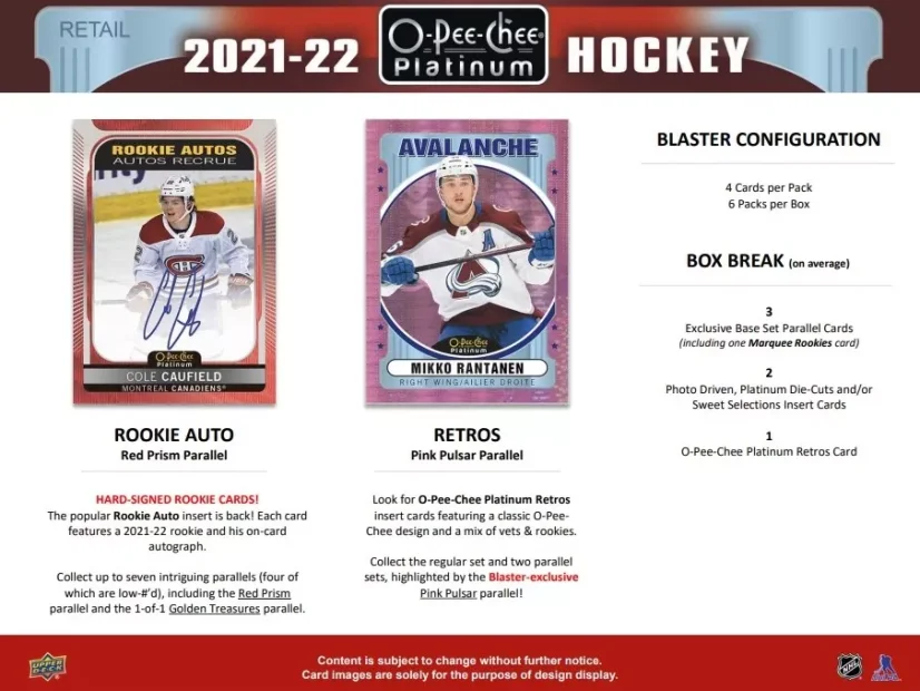 2021-22 Upper Deck O-Pee-Chee Platinum Hockey Blaster Box