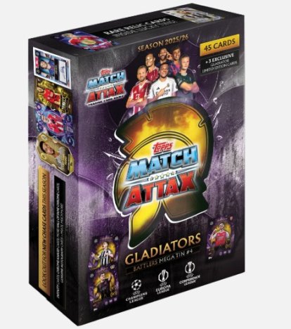 2025-26 Topps Match Attax UEFA Club Competitions Mega Tin Gladiators 4 - Battlers 2025-26 Topps Match Attax UEFA Club Competitions Mega Tin Gladiators 4 - Battlers