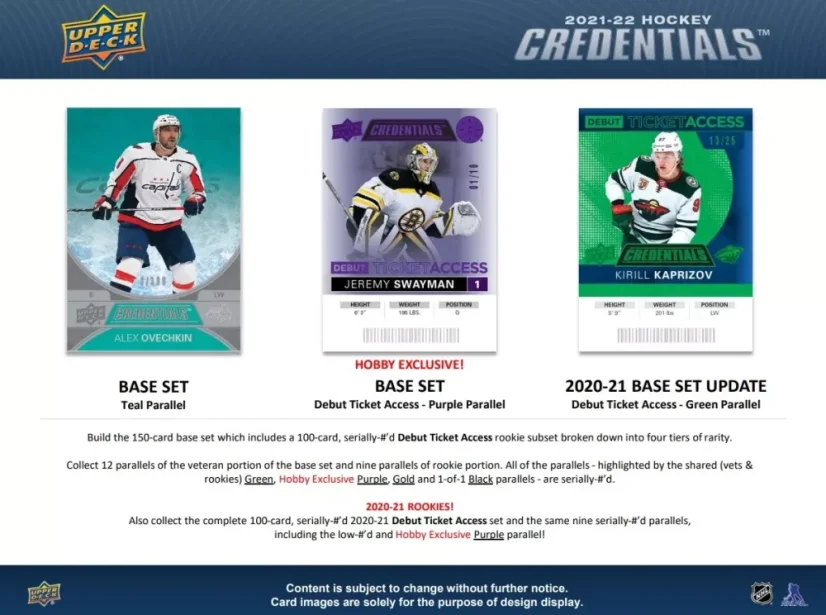 2021-22 Upper Deck Credentials Hockey Hobby Box
