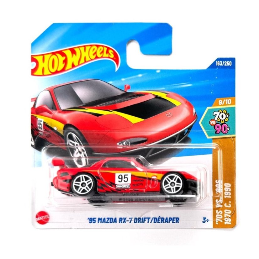 Hot Wheels ’95 Mazda RX-7 Drift – die-cast autíčko 1:64 v blistru Hot Wheels ’95 Mazda RX-7 Drift – die-cast autíčko 1:64 v blistru