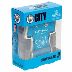 Erling Haaland Man. City – fotbalová memorabilie 14 cm-Jersey Signature