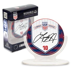 Lindsay Horan USA – fotbalová memorabilie 14 cm- Signature