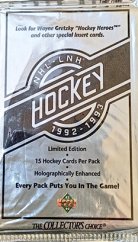 1992-93 Upper Deck Series 1 balíček hokejových karet – NHL edice s nováčky a špičkovým designem z 90. let