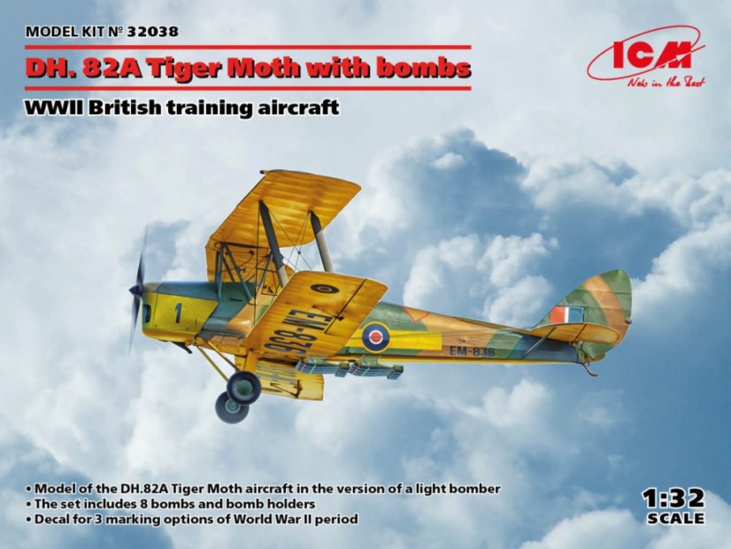 1:32 de Havilland DH.82a Tiger Moth w/ Bombs 1:32 de Havilland DH.82a Tiger Moth w/ Bombs