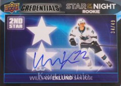 WILLIAM EKLUND 21-22 UD CREDENTIALS-2ND STAR Rookie Auto 34/49