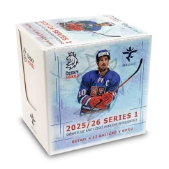 Český hokej 2025/26 Series 1 Retail Box s 72 hokejovými kartami české reprezentace.