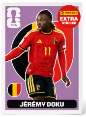 Samolepka JEREMY DOKU ze série 2026 Panini FIFA World Cup EXTRA Stickers. Originální produkt PANINI. 